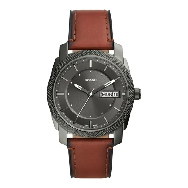 Fossil Machine FS5900 Men Grey Dial Brown Leather Strap