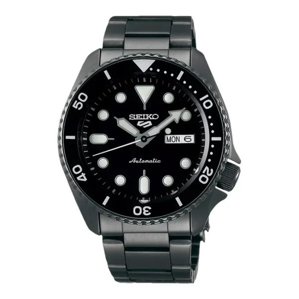 Seiko 5 Sports SRPD65K1 5KX SKX Sports Style Automatic Black Dial Gunmetal Stainless Steel Strap