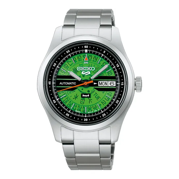Seiko 5 Sports x HUF SRPM09K1 Green Dial Stainless Steel Strap Limited Edition
