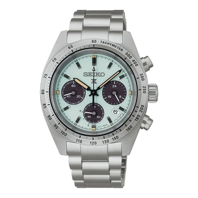 Seiko Prospex SSC965P1 Speedtimer Youngtimer Solar Chrono Mint Green Dial Stainless Steel Strap
