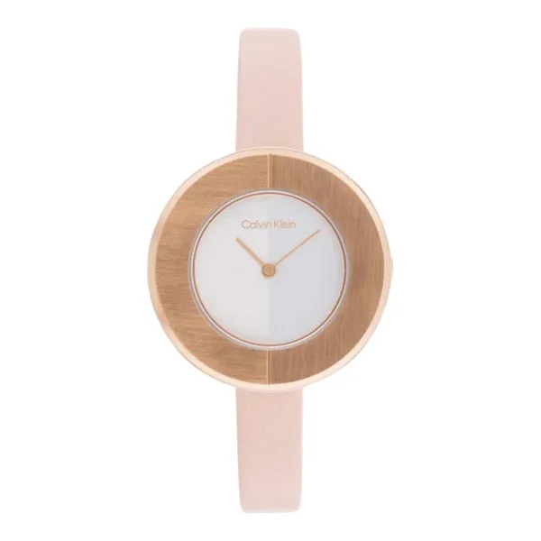 Calvin Klein Confidence 25200025 Ladies Silver Dial Pink Leather Strap