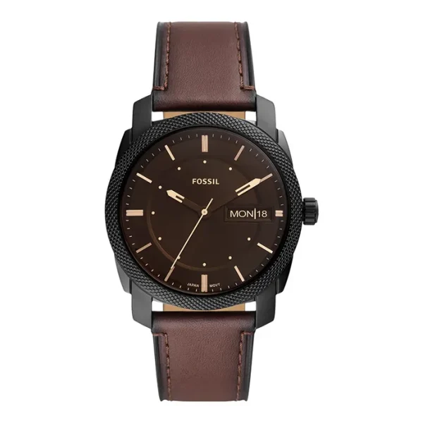 Fossil Machine FS5901 Men Dark Brown Dial Dark Brown Leather Strap
