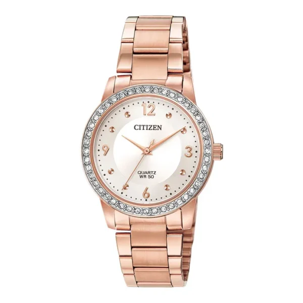 Citizen Classic EL3093-83A Ladies Silver Dial Rose Gold Stainless Steel Strap