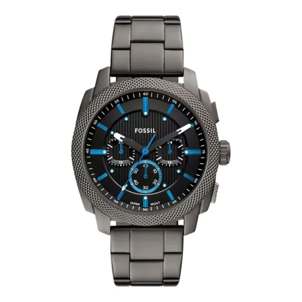 Fossil Machine FS6098 Chronograph Black Dial Gunmetal Stainless Steel Strap