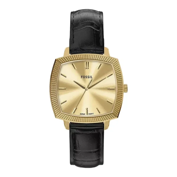 Fossil Machine Luxe X Nick Jonas LE1214 Gold Dial Black Croco Leather Strap