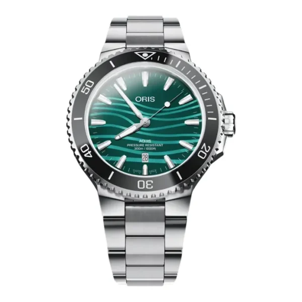 Oris Aquis 01-733-7789-4197-Set Yangtze Jiangtun Green Dial Stainless Steel Strap Limited Edition