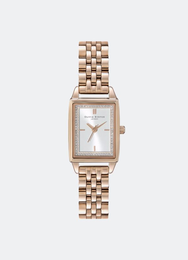 Rectangle White & Carnation Gold Bracelet Watch 21mm - 24000014