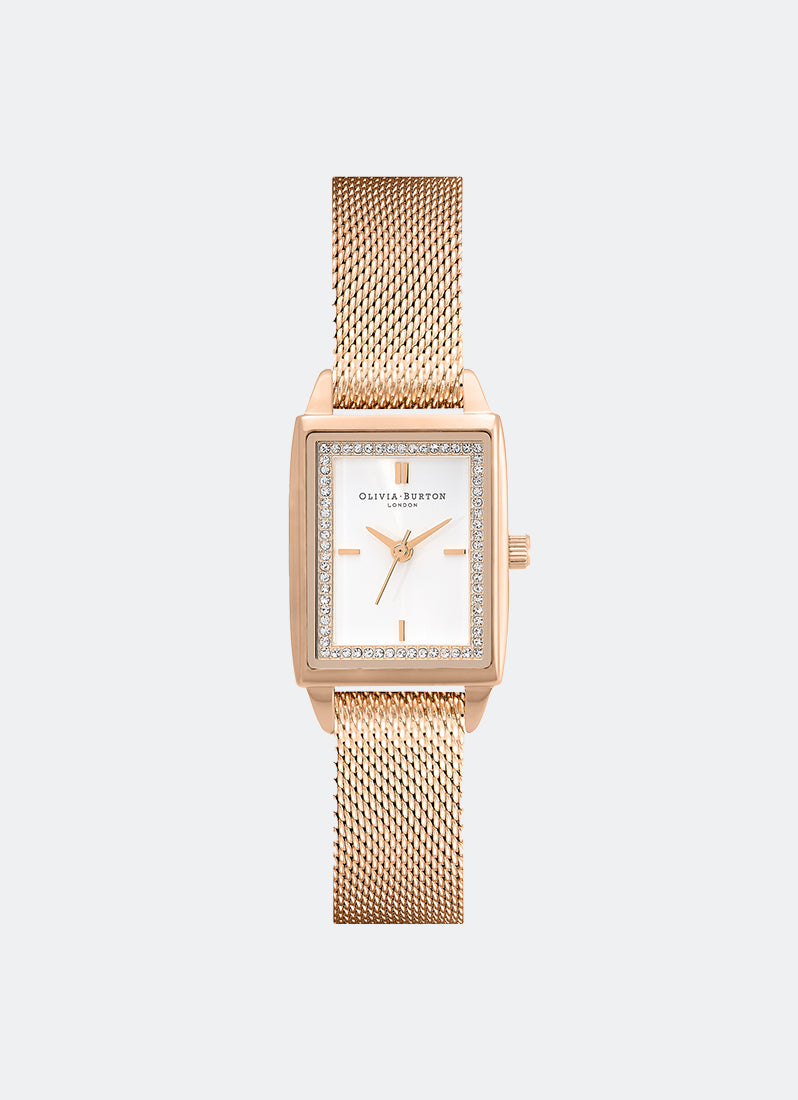 Rectangle White Carnation Gold Mesh 24000015
