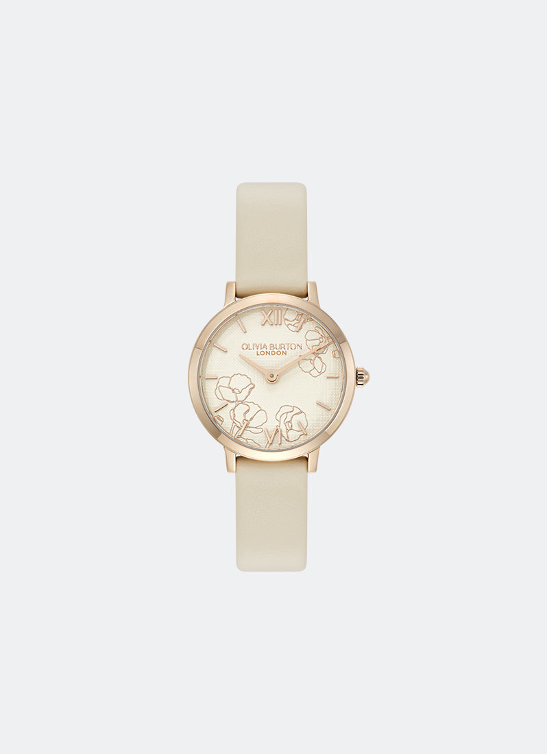 Abstract Floral Rose Gold & Ivory Strap 24000359