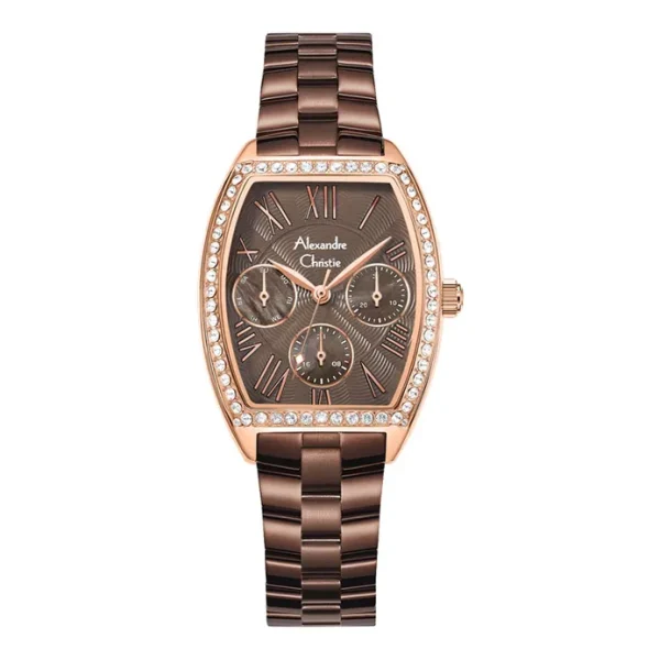 Alexandre Christie AC 2B86 BF BROBO Ladies Brown Dial Brown Stainless Steel Strap