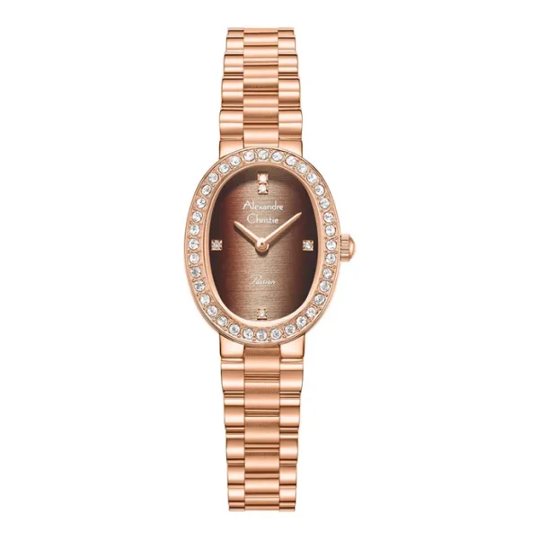 Alexandre Christie Passion AC 2C09 LH BGPGN Ladies Gold Sunray Dial Gold Stainless Steel Strap