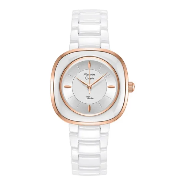 Alexandre Christie Passion AC 2C11 LH BRGSL Ladies White Dial White Ceramic Strap