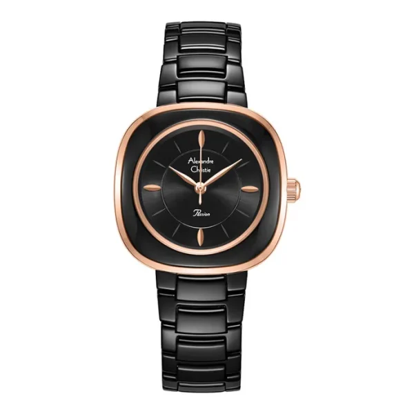 Alexandre Christie Passion AC 2C11 LH BRGBA Ladies Black Dial Black Ceramic Strap
