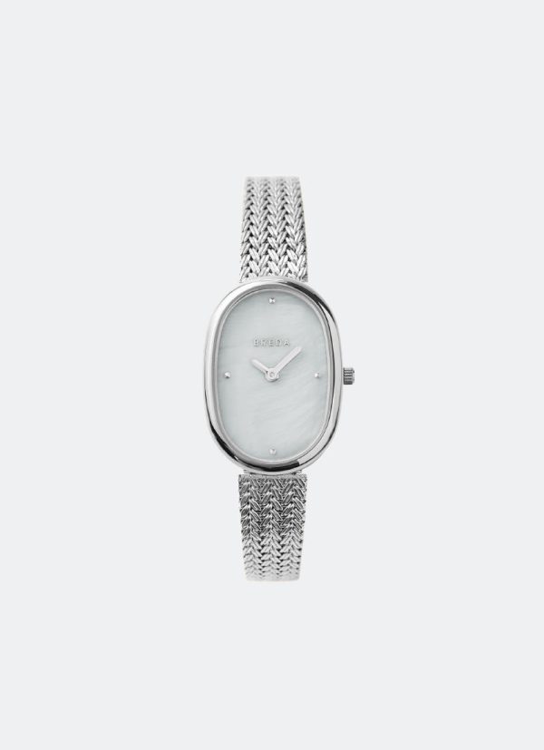 Breda Jane Tethered Pearl Natural MOP Dial Silver Metal Mesh 23mm - 1741M