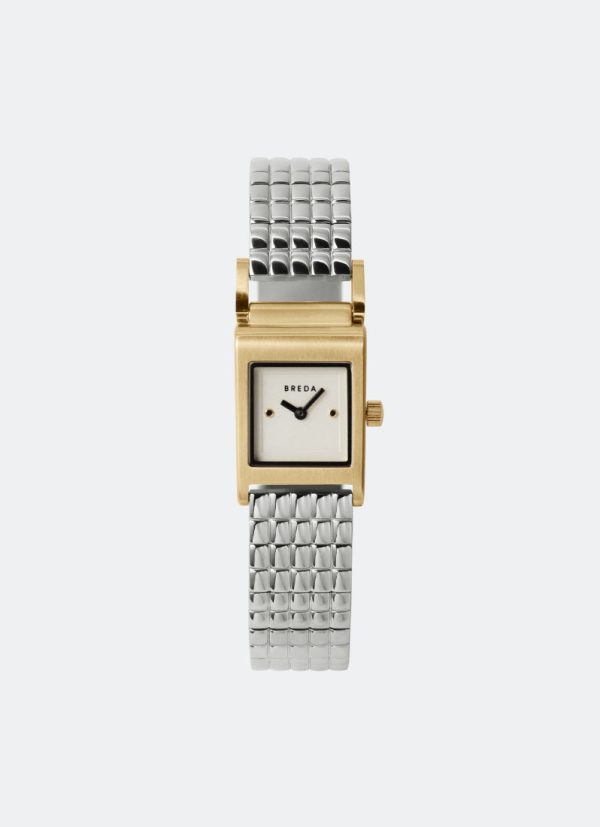 Breda Revel Ivory Dial Two Tone Gold Stainless Steel Metal Bracelet 18mm - 1746D
