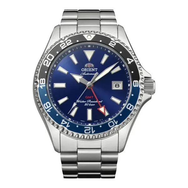 Orient Sports RA-BC0003L Diver Design Mako GMT Navy Blue Dial Stainless Steel Strap