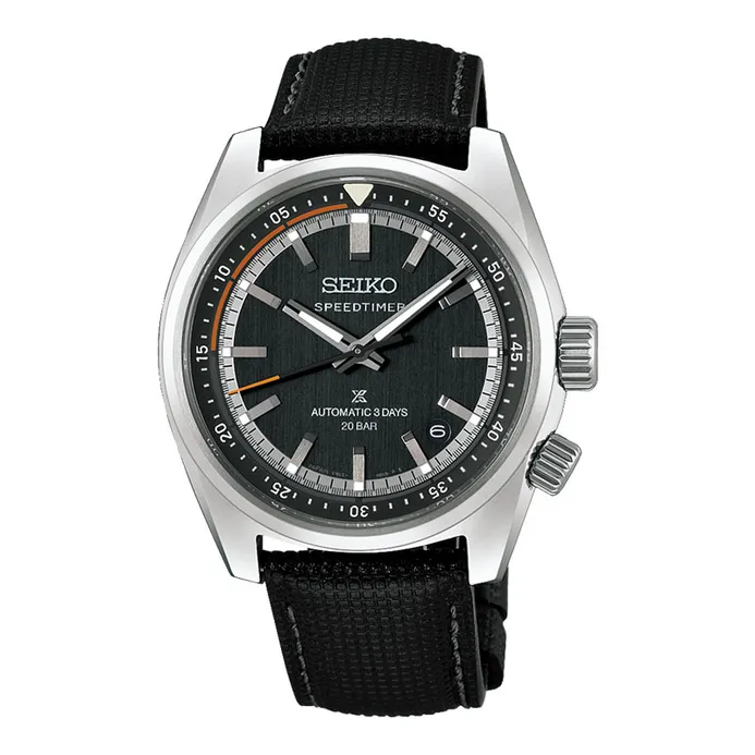 Seiko Prospex HBC004J1 Speedtimer Heritage Motoring Black Dial Black Leather Strap